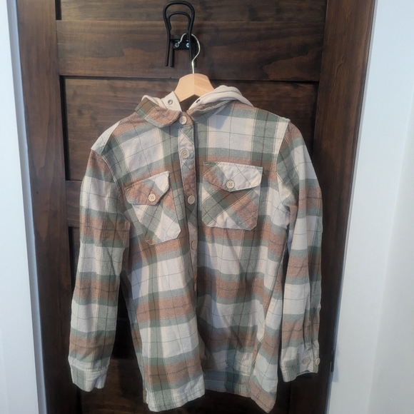 Hooded Plaid Button Up - Picture 1 of 1